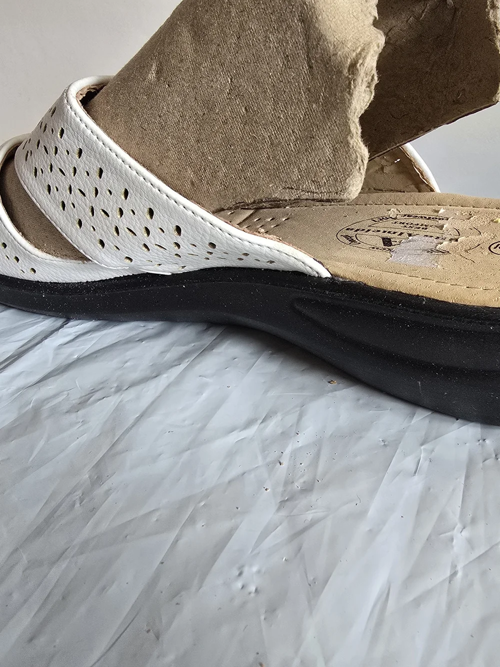 White Perforated Comfort Sandals New Size 9